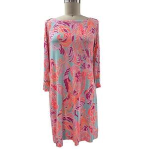 Lilly Pulitzer Stretch Rayon Dress Pastel/Neon Beach Cruise Dress Floral Sz XL